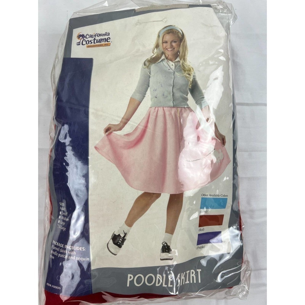 Womens California Poodle Skirt Size XL Red Halloween Costume W/ Blonde Wig New